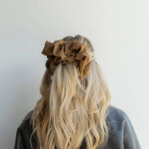 Two (2) NWT - Kaxi Jumbo Scrunchies in Cool Brown, Reg. $39.98 ($19.99 Each)